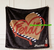 Fendi Red Heart Script Logo Flannel Sofa Throw Blanket with Striped Accents IMG_9428